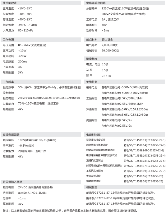 微機消諧保護裝置參數一