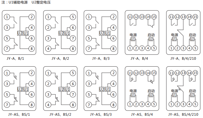 JY-B/3集成電路電壓繼電器內部接線及外引接線圖 JY-B/3集成電路電壓繼電器內部接線及外引接線圖
